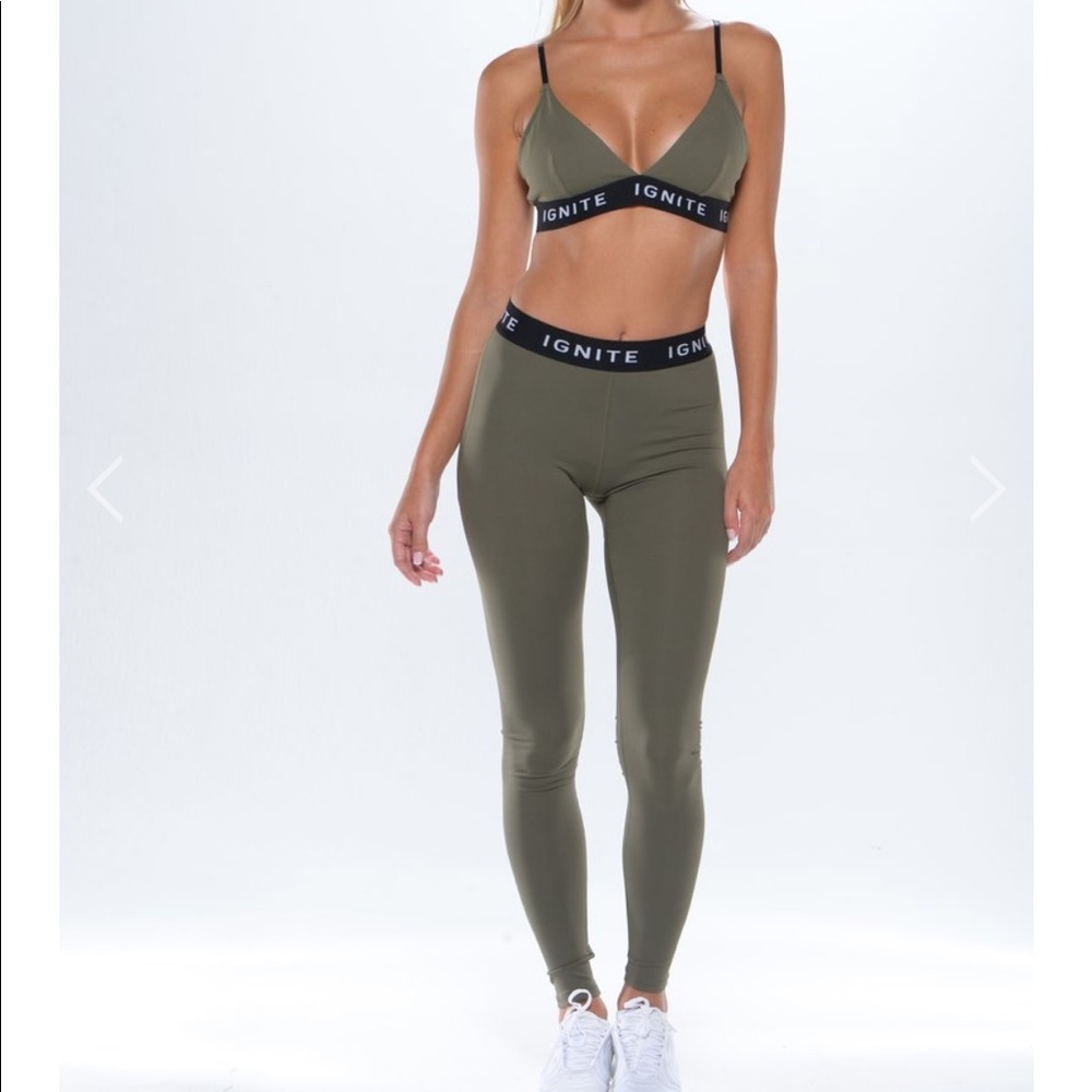 Ignite Green Yoga Workout Activewear Set NWT